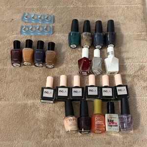 Assorted Nail Polish Lot with Neutral, Burgundy, Teal, Navy & Metallic Shades
